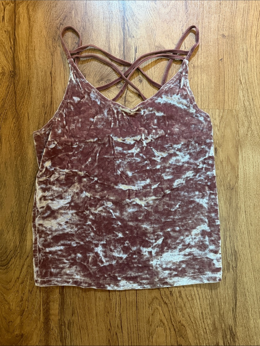 American Eagle Outfitters Crushed Velvet Strappy Cami - Dusty Mauve